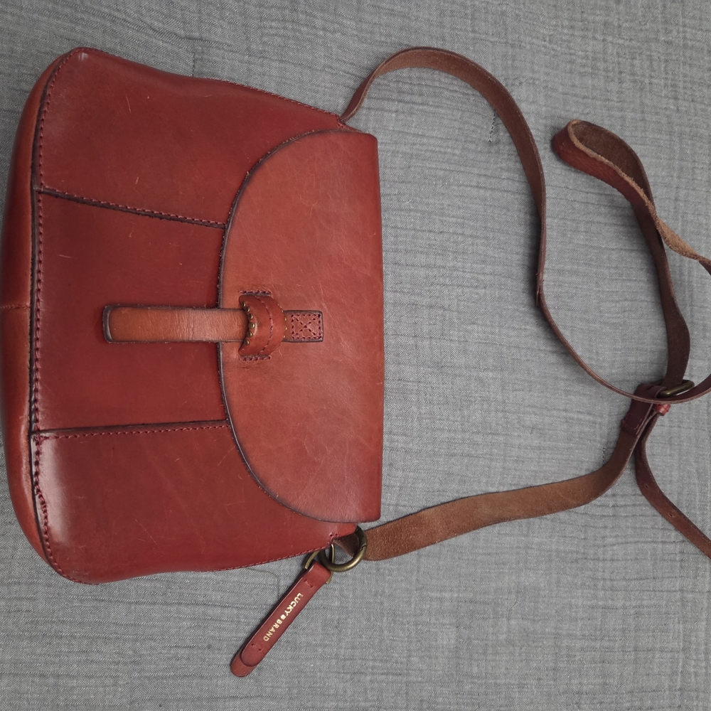 Red Orange Lucky Brand Leather Crossbody Bag